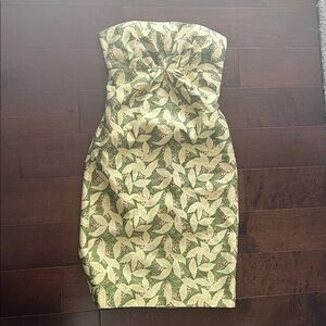 Tracy Reese Strapless Dress in Green and Cream Floral